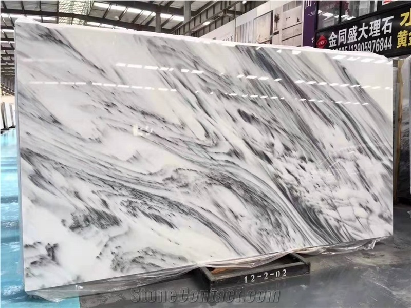 Ink Painting Marble,White Marble with Black Vein