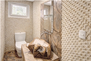 Caribbean Blond Coral Stone Bathroom 3d Mosaic