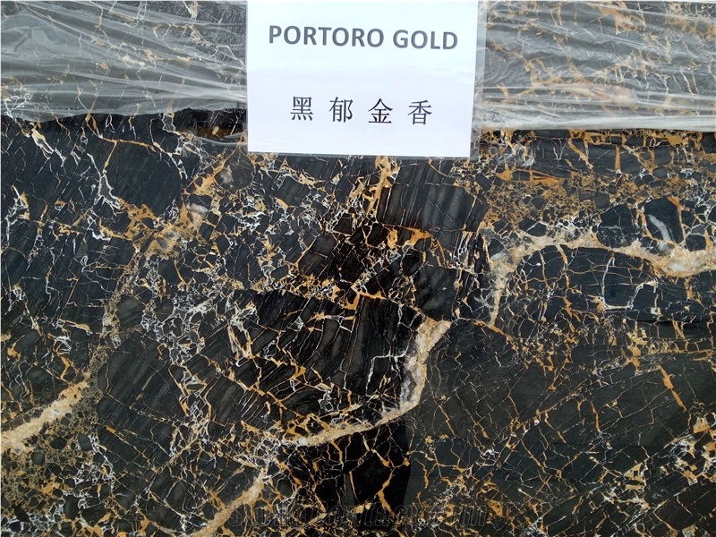 Caribbean Portoro Gold Marble Polished Slabs