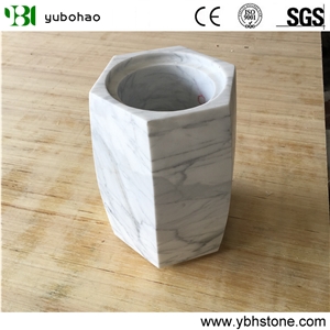 Bianco Carrara/White Marble Flower Vase Home Decor