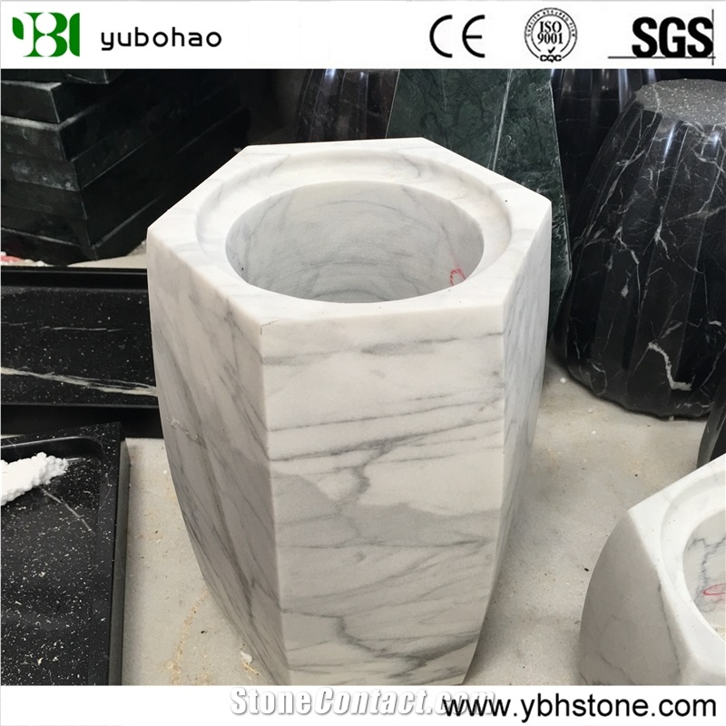 Bianco Carrara/White Marble Flower Vase Home Decor