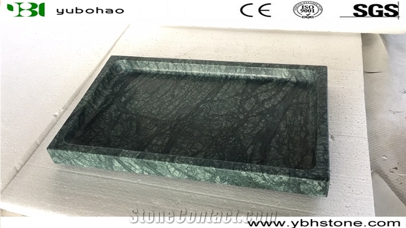 Dark Green/Honed Marble Tray for Kithchen/Bathroom