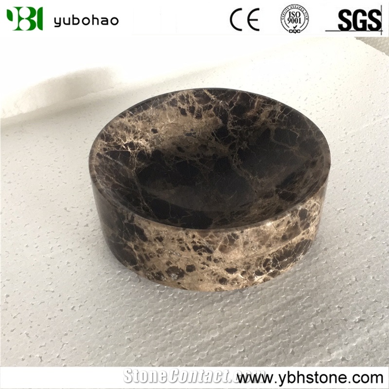 Emperador Lisht/Honed Natural Marble Bowl for Bath