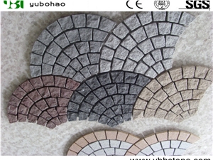 Flamed Fan Shape Granite Cube Stone for Pavement