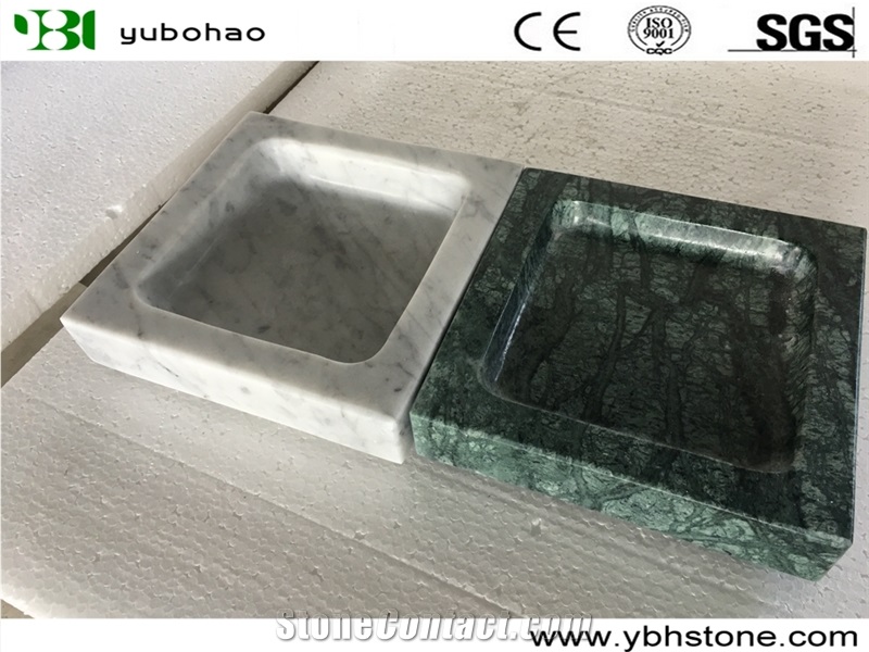 Lauren Black/Honed Marble Square Tray for Kitchen