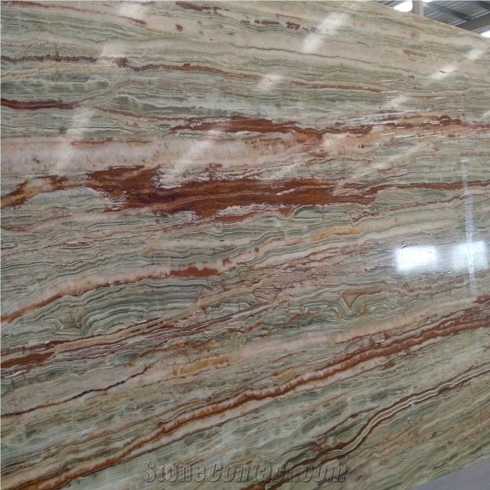Bamboo Green Onyx Slab for Table Top