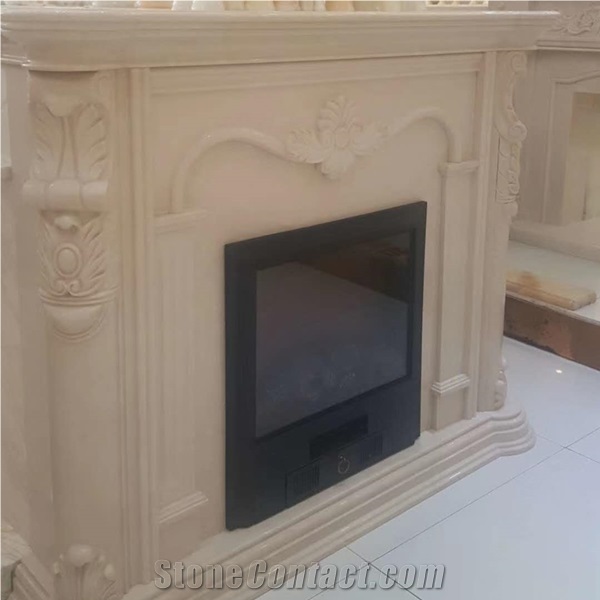 Beige Fireplace Carving Stone for Home Decor