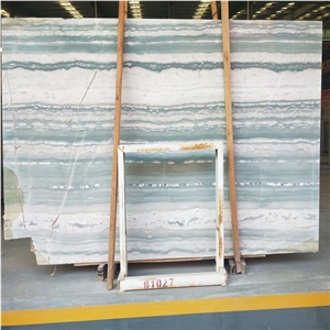 Burma White Marble Green Veins Slabs For Indoor