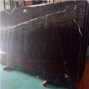 China Black Marquina Marble Slab White Veins