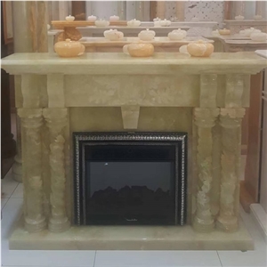 China Manufacturer Onyx Carved Fireplace Mantel