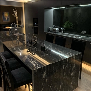 Cosmic Black Granite Kitchen Countertop Prefab