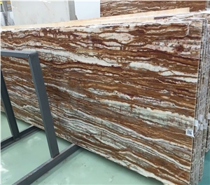 Golden Silk Onyx Marble Slab for Interior Design