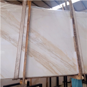 Polished White Marble with Gold Vein for Flooring