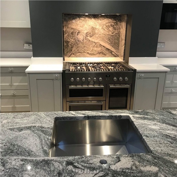 Sinuous White Granite Kitchen Bench Top for Sale