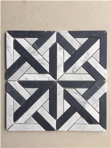 Black Marble Hexagon Mosaic Floor Wall Paving