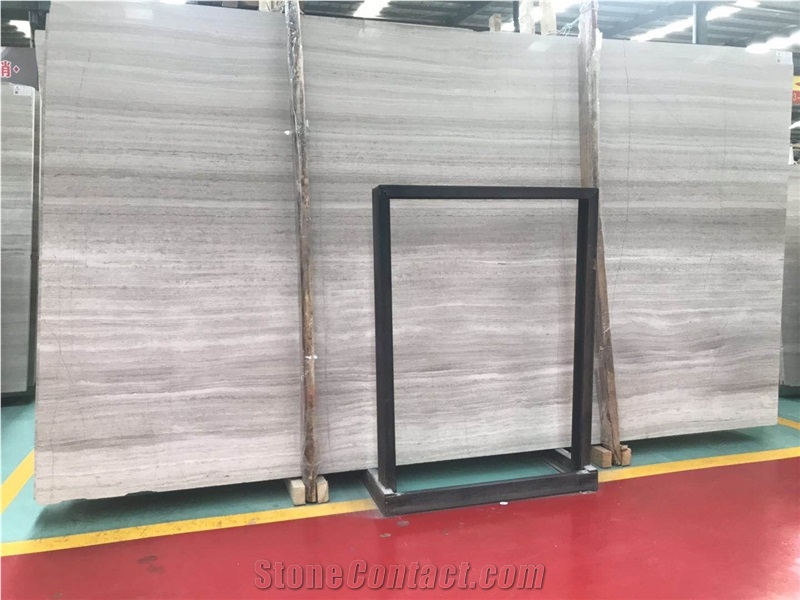 China Polished White Wooden Vein Marble Slab