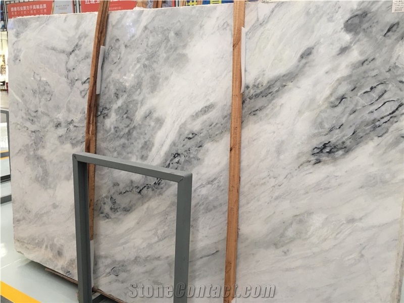 China White Ink Marble Tile Slab Flooring Tile