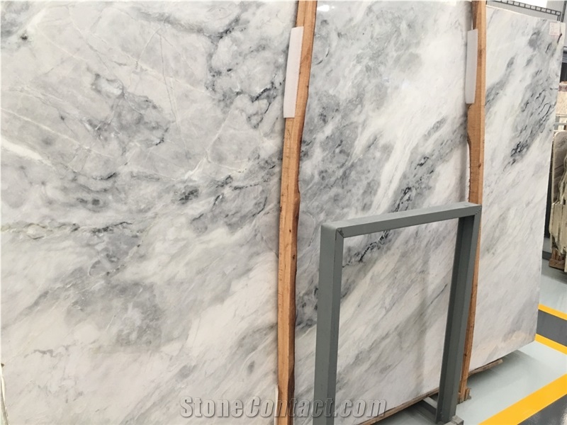 China White Ink Marble Tile Slab Flooring Tile