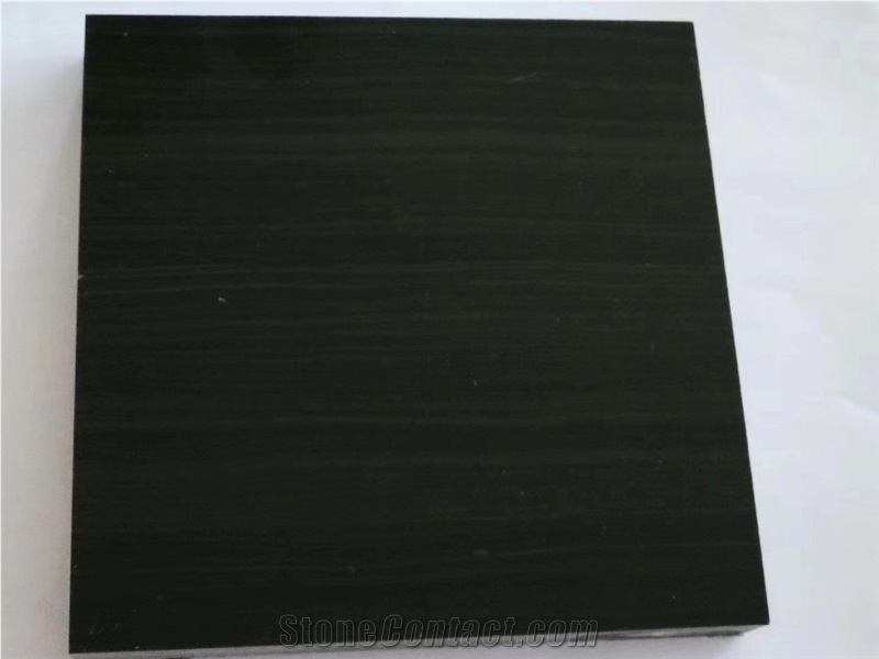 Chinese Natural Black Wooden Vein Marble Slab