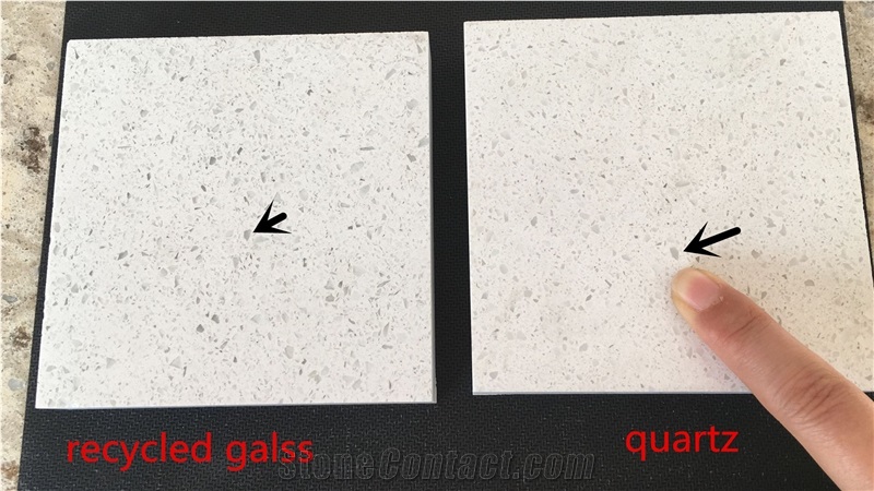 Carrara White Crushed Glass Kitchen Tops to Usa