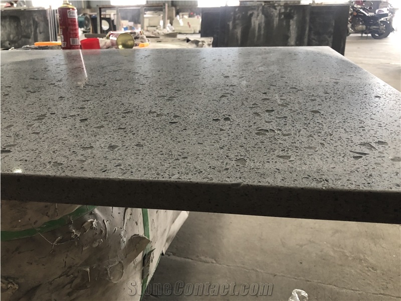 China Grey Artifical Quartz Look Glass Countertop