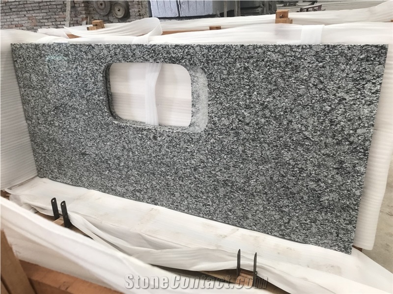 Spray White Sea Wave Prefab Countertops Bath Tops