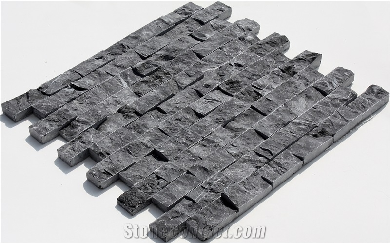 Toros Black Marble Split Faces 23x48 Wall Mosaic