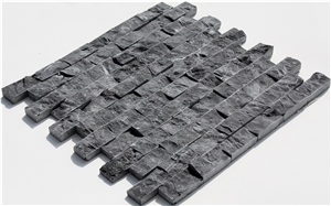 Toros Black Marble Split Faces 23x48 Wall Mosaic