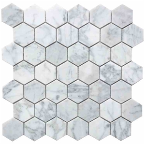 Carrara Herringbone Marble Bathroom Mosaic Tiles