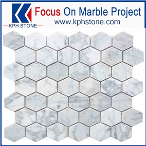 Carrara White Hexagon Matte Marble Mosaic