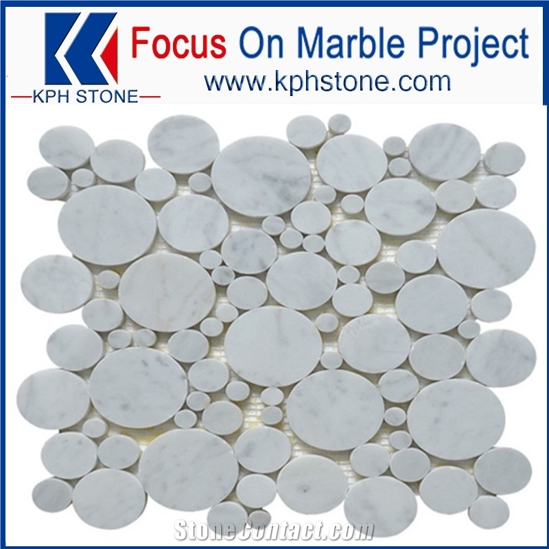 Carrara White Large Small Penny Round Mosai