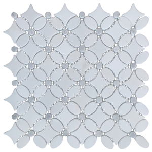 Carrara White Marble Pinwheel Mosaic Tile