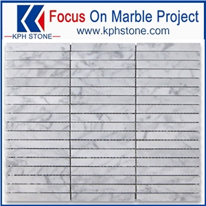 Carrara White Marble Stack Brick Mosaic Tile
