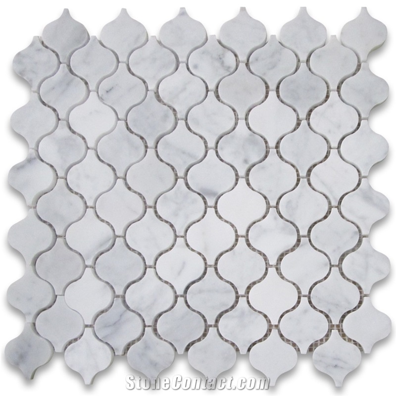 Carrara White Marble Triangle Mosaic Tile