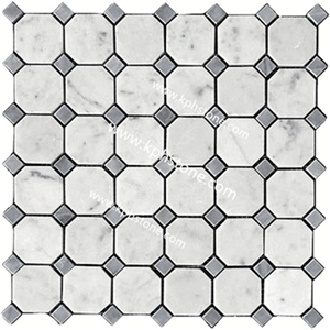 Octagon Bardiglio Gray Dot Mosaic