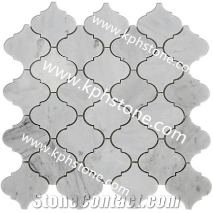 Strip Hexagon Honed Marble Kitchen Mosaic Pattern