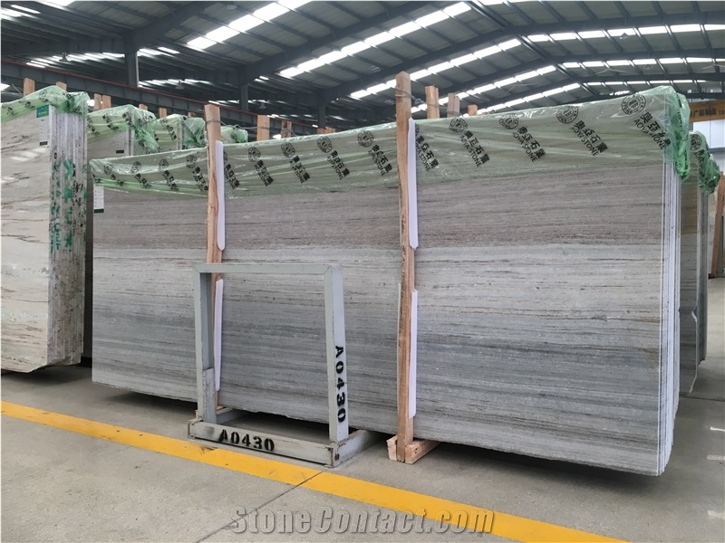 Chinese Crystal Wood Grain White Marble Grey