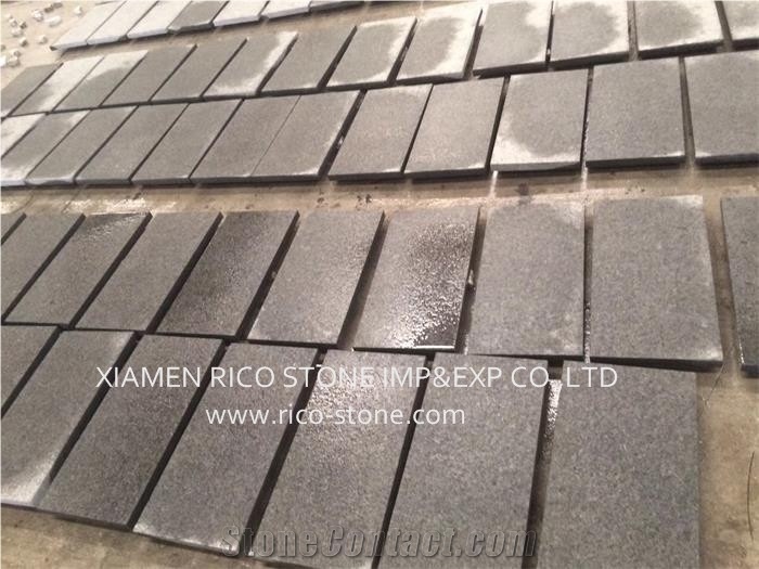 Angola Black Granite Wall Cladding Flamed Tiles