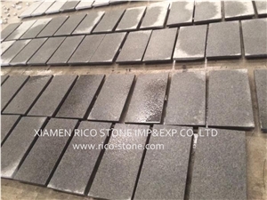 Angola Black Granite Wall Cladding Flamed Tiles