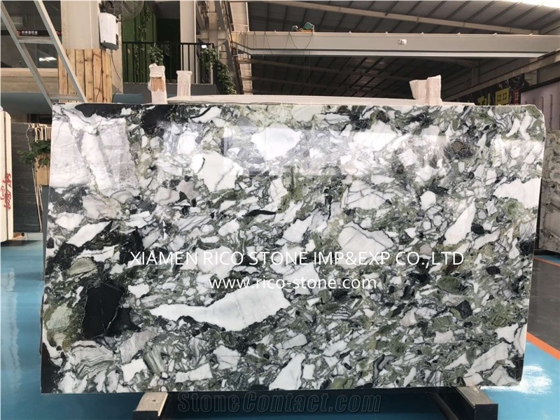 Ice Jade, Green, Grey and White Marble Slabs