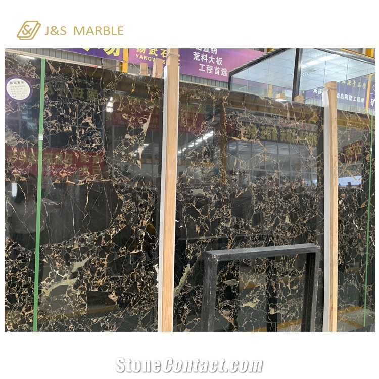 Best Price Black Golden Flower Portopo Marble