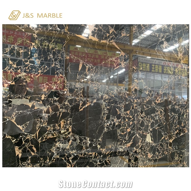 Best Price Black Golden Flower Portopo Marble