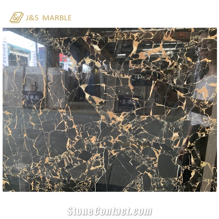 Black Golden Flower Portopo Marble for Flooring