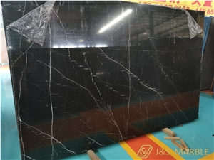 Chinese Black Marquina Marble High Polished Slab