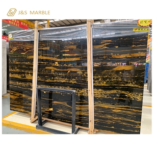 Customized Wholesale Black Golden Flower Marble