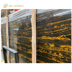 Factory Direct Sale Black Golden Flower Marble