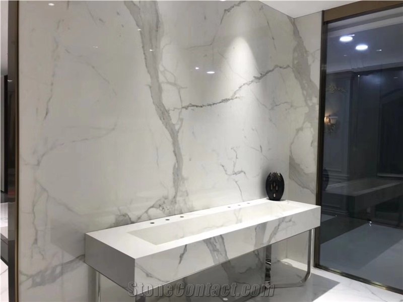 Italiy Calacatta White Marble Bath Vanity Worktops