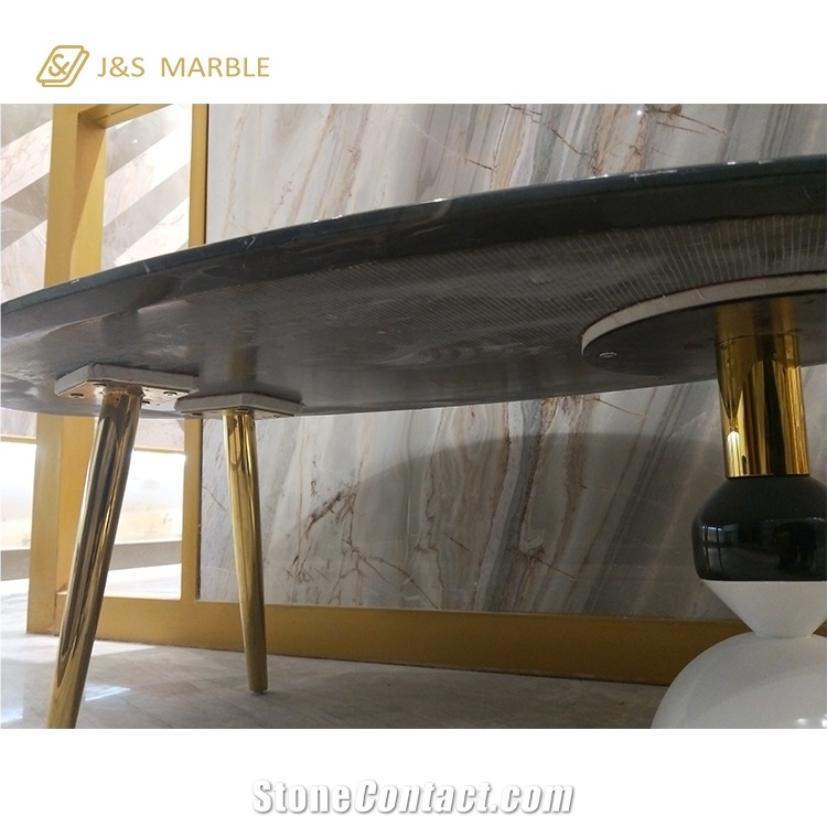Oval Table Top Make with Marble and Material