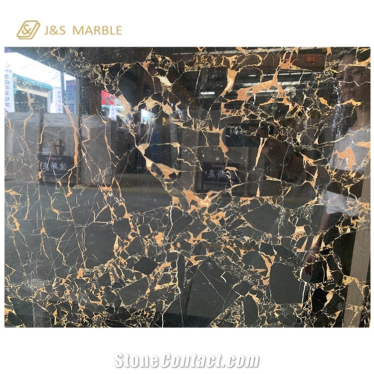 Popular Black Golden Flower Portopo Marble