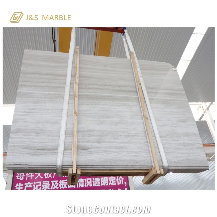 White Wood Marble Polished Flooring Stone